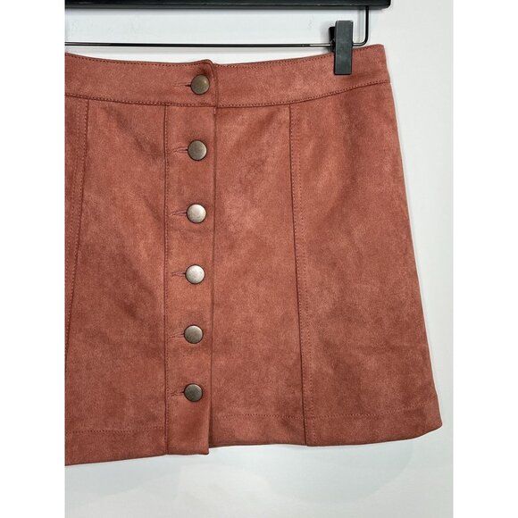 Forever 21 Skirt Womens Sz 25 0 XS Mini Faux Suede Pink Button Down Fall Casual - Picture 3 of 13